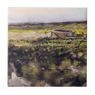 Azulejo Brezo con carretilla de Vincent van Gogh