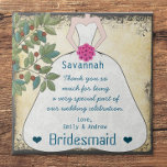 Azulejo Bridesmaid gracias a Tile Gown con remolinos de ár<br><div class="desc">Un regalo especial personalizado de Personalizado en mosaico para dar las gracias a sus damas de honor árbol y traje de novia</div>