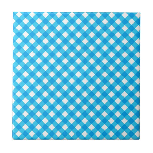 Azulejo Bright Blue Gingham Pattern (Frente)