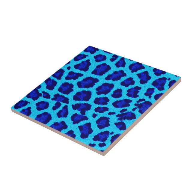 Azulejo Bright Blue Leopard Print Ceramic Tile (Lado)