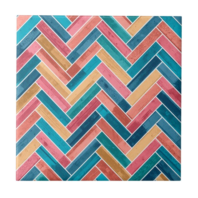 Azulejo Bright Colorful Herringbone Pattern (Frente)