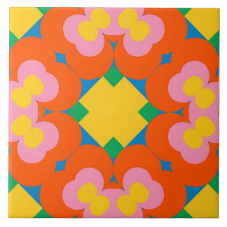 Azulejo Bright Floral Burst Ceramic Tile - 6"x6"