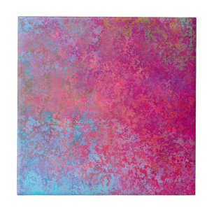 Azulejo Brillante Magenta Sunset Abstract Acrylon Pour
