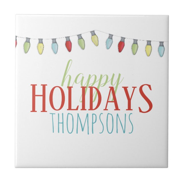 Azulejo Brillantes y coloridas cadenas de Navidades (Frente)