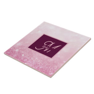 Azulejo Brillo abstracto degradado femenino rosa de niña