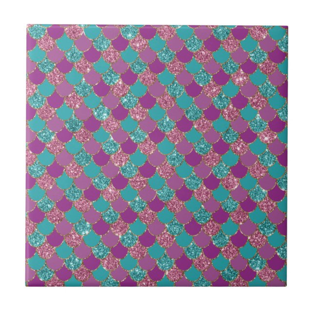 Azulejo Brillo Azul Purpura Cola de Sirena Escala de Pesca (Frente)