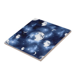 Azulejo Brillo de luz lunar | Fases lunares en las nubes d