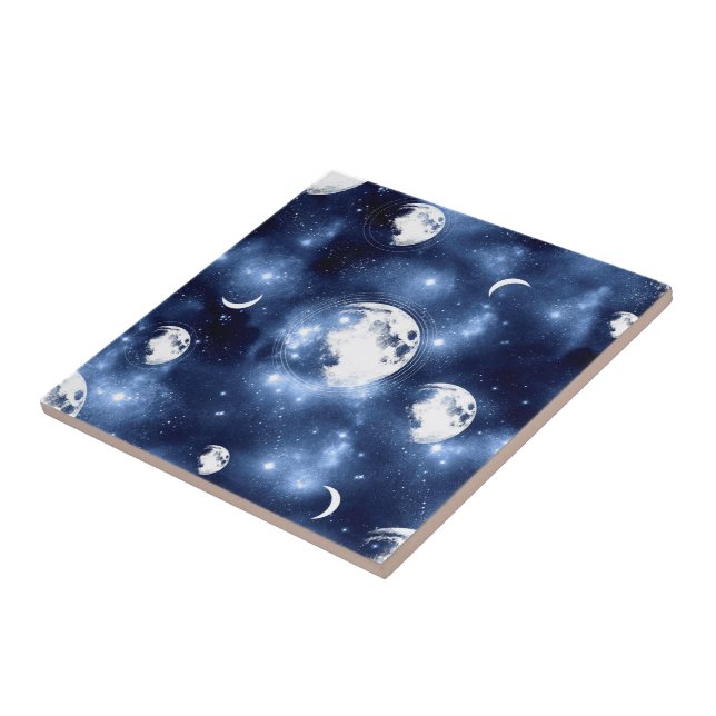 Azulejo Brillo de luz lunar | Fases lunares en las nubes d (Lado)