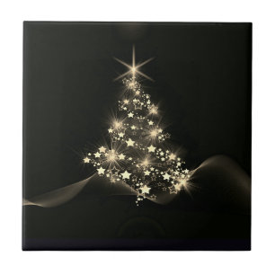Azulejo Brillo dorado de estrellas en árbol de Navidad osc