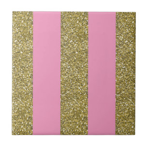 Azulejo Brillo Rosa y Dorado