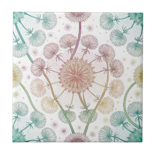 Azulejo Brisa de Dandelion caprichosa - Botánica Pastel