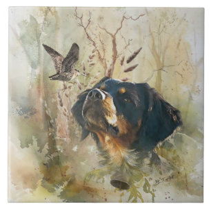 Azulejo Brittany Spaniel y woodcock