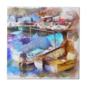Azulejo Brixham Harbor Devon Reino Unido