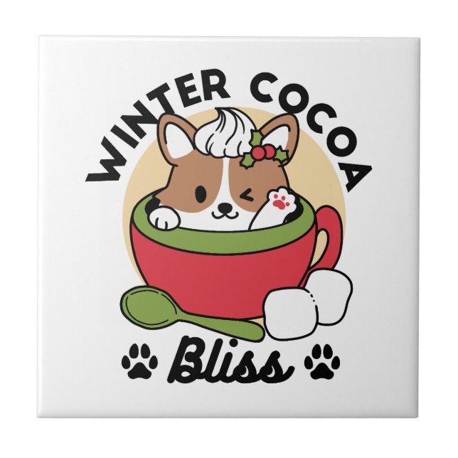 Azulejo Bromas de cacao en invierno - Perro lindo en diseñ (Frente)