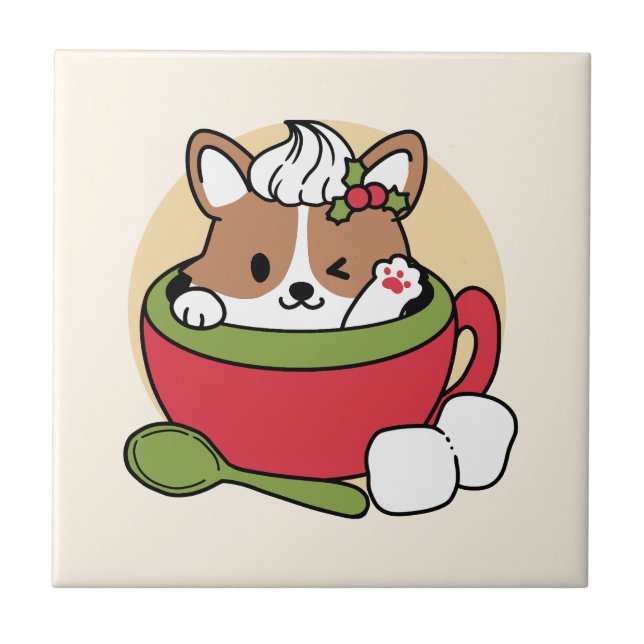 Azulejo Bromas de cacao en invierno - Perro lindo en diseñ (Frente)