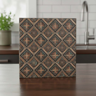Azulejo Bronce Distorsionado y Metal Teal #16 ID1227