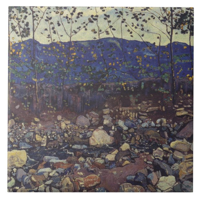 Azulejo Brook forestal en Leissigen, Suiza (Paisaje) (Frente)