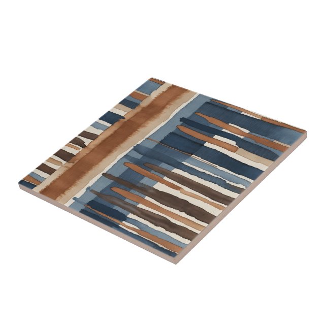 Azulejo Brown Blue rust and beige abstract (Lado)