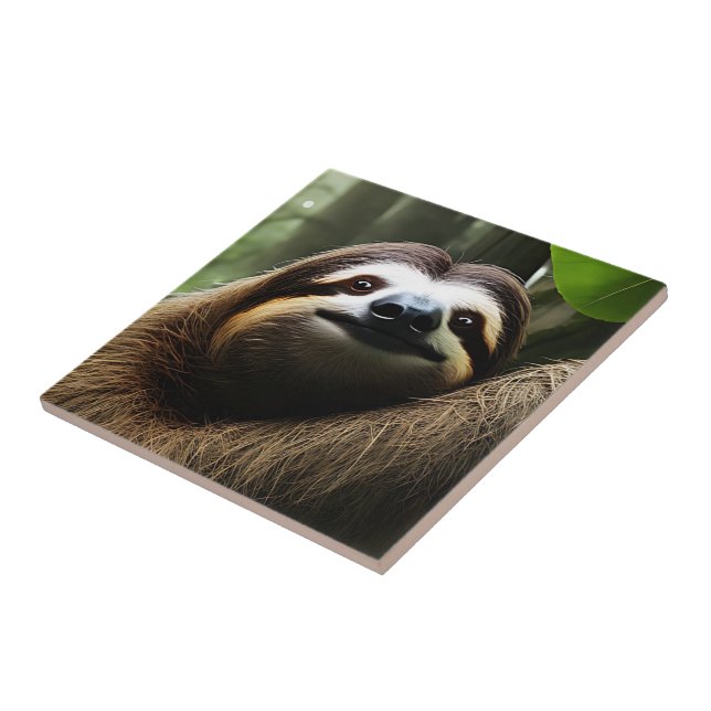 Azulejo Brown Fuzzy Sloth, Bloque de fotos (Lado)