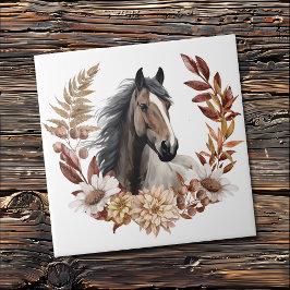Azulejo Brown Grulla Horse Otumn Wreath