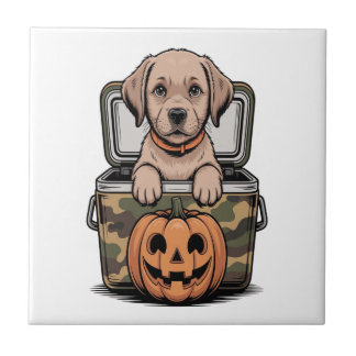 Azulejo Brown Lab Dog Halloween Spooky