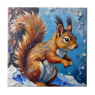 Azulejo Brown Squirrel in the Snow