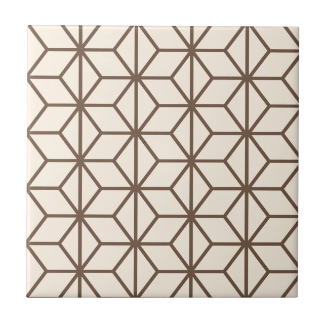 Azulejo Brown y modelo geométrico beige del art déco (Frente)