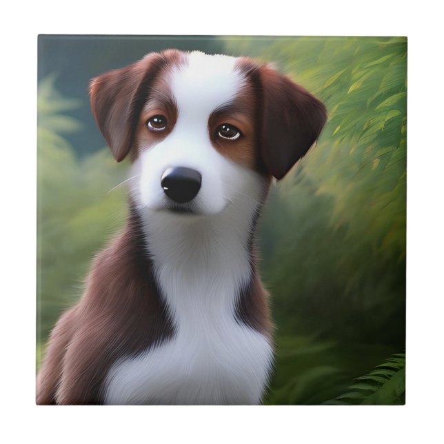 Azulejo Bruce La Cubierta Collie Fronteriza, Tile Cerámico (Frente)