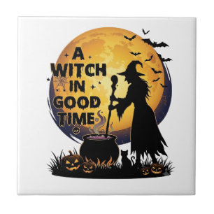 Azulejo Bruja Buen Tiempo Halloween Luna Caldero_1