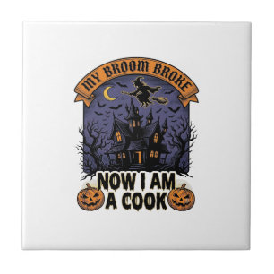 Azulejo Bruja de Halloween Cocina Castigo Escoba Rota_1