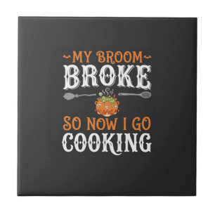 Azulejo Bruja de Halloween Cocina Escoba Rota Diseño_1