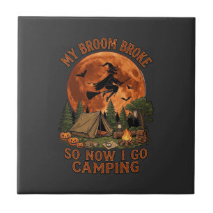 Azulejo Bruja de Halloween de la escoba rota Camping Tiend