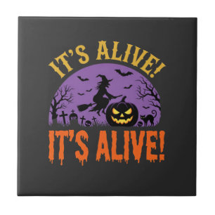 Azulejo Bruja de Halloween Jack O Linterna Está Vivo