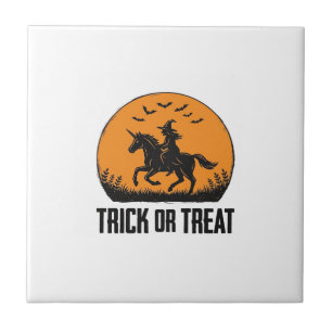 Azulejo Bruja de Halloween Truco o Trato Luna Vintage_1