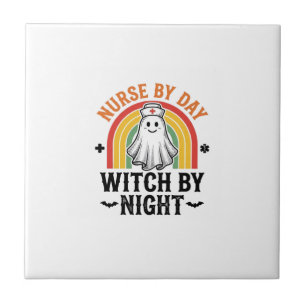 Azulejo Bruja De Noche Enfermera De Día Diseño De Fantasma