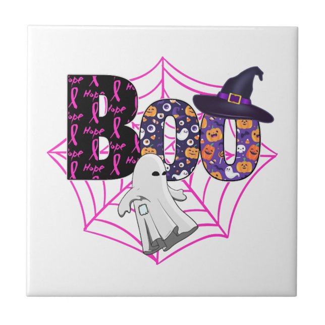 Azulejo Bruja Halloween Octubre Rosa (Frente)