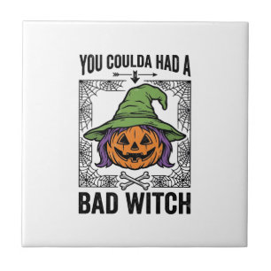 Azulejo Bruja Mala Halloween Divertido Calabaza Bruja_1