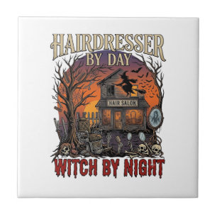 Azulejo Bruja Noche del Día de Peluquería Halloween Salón