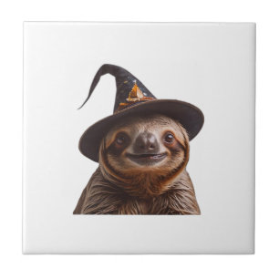 Azulejo Bruja Perezoso Halloween truco o trato calabaza es