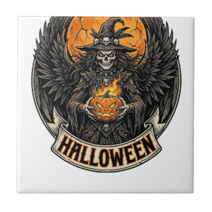 Azulejo Bruja Vintage de Halloween Gótico
