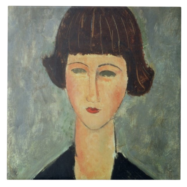 Azulejo Brunette joven, 1917 (aceite en lona) (Frente)