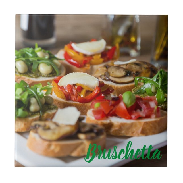 Azulejo Bruschetta Antipasti con frijol y arugula, (Frente)