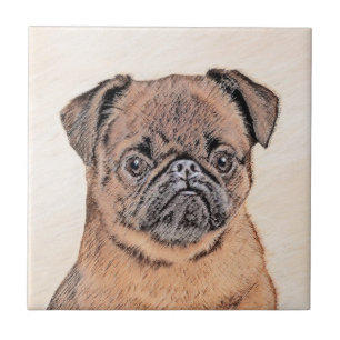 Azulejo Bruselas Griffon Smooth Painting Original Dog Art