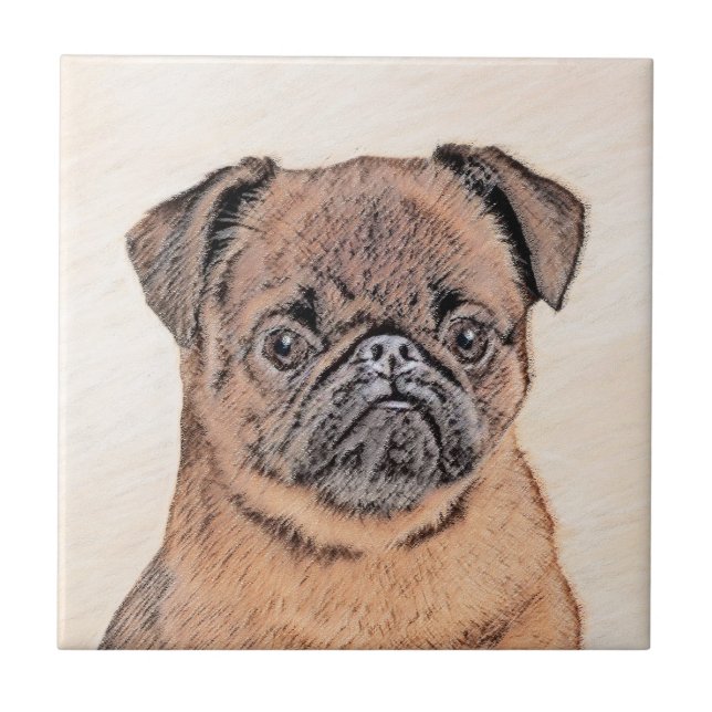 Azulejo Bruselas Griffon Smooth Painting Original Dog Art (Frente)