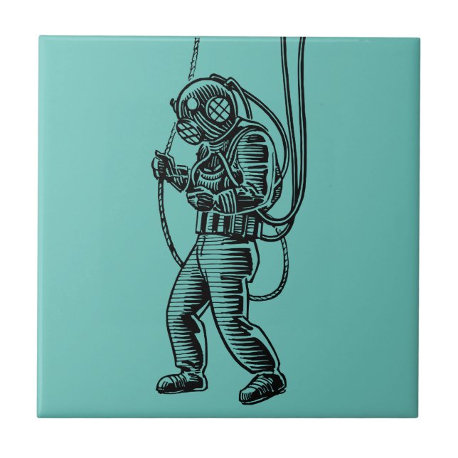 Azulejo Buceo en aguas profundas - Encanto vintage (Frente)