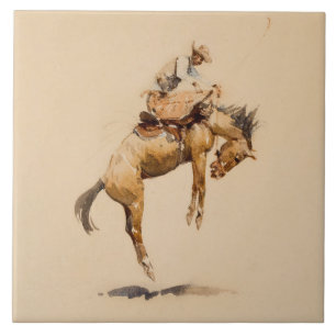 Azulejo Bucking Bronco por Edward Borein