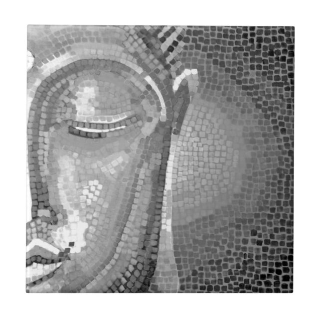 Azulejo Buda blanco y negro hace frente (Frente)