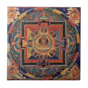 Azulejo Buda Mandala Antigüedad tibetana Thanka Tile