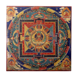 Azulejo Buda Mandala Antigüedad tibetana Thanka Tile