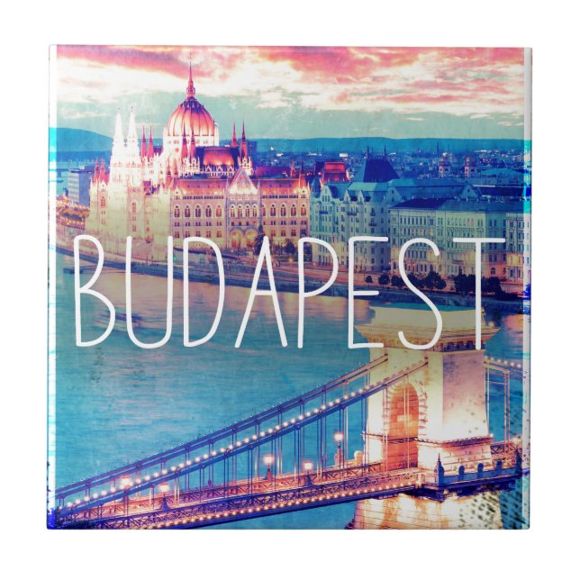 Azulejo Budapest, vintage poster (Frente)